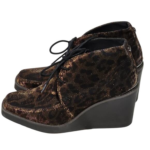 Donald Pliner Dakota Shimmer Womens Leopard Print Lace Up Wedges Size US 6 M - Picture 2 of 13
